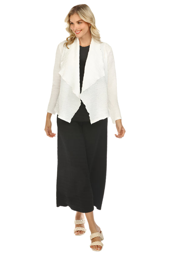 Inoah Long Sleeve Waffle Jacket in White C227WK-WHITE
