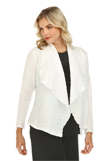  Inoah Long Sleeve Waffle Jacket in White C227WK-WHITE