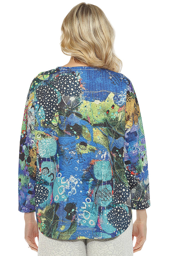 Inoah MARINE Quilted Hi Lo Dolman long sleeve Crew Neck Top T448NB-AD92