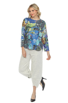  Inoah MARINE Quilted Hi Lo Dolman long sleeve Crew Neck Top T448NB-AD92