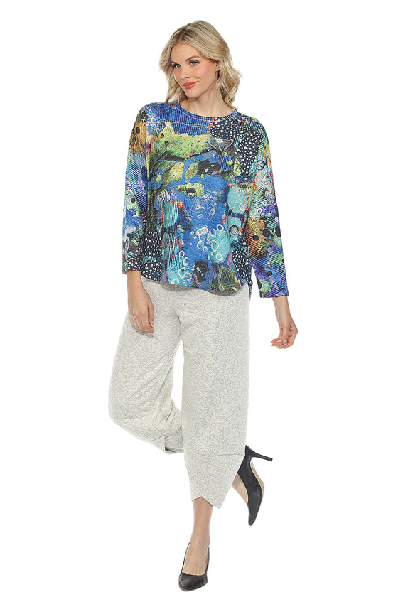 Inoah MARINE Quilted Hi Lo Dolman long sleeve Crew Neck Top T448NB-AD92