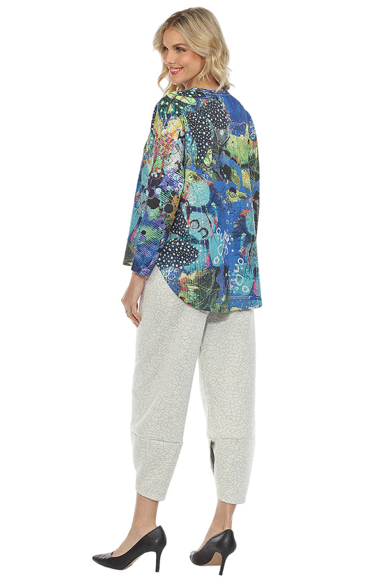 Inoah MARINE Quilted Hi Lo Dolman long sleeve Crew Neck Top T448NB-AD92