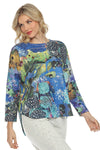 Inoah MARINE Quilted Hi Lo Dolman long sleeve Crew Neck Top T448NB-AD92