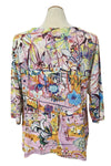 Inoah "May Flowers" 3/4 Sleeve V-Neck Tulip Top T1638K-AE37