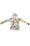 Inoah Memory Lane Long Sleeve Hooded and Lined Pullover in White Mesh