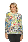 Inoah Memory Lane Long Sleeve Hooded and Lined Pullover in White Mesh
