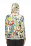 Inoah Memory Lane Long Sleeve Hooded and Lined Pullover in White Mesh