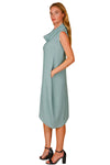 Inoah "Mint" Sleeveless Cowl Neck Dress D588WKT-MINT