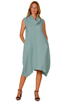 Inoah "Mint" Sleeveless Cowl Neck Dress D588WKT-MINT