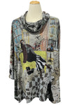 Inoah "Miss Camille" One Size Cowl Neck Poncho T134T-AD60