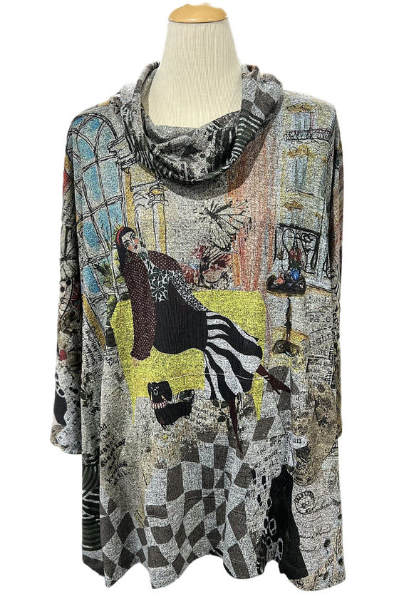 Inoah "Miss Camille" One Size Cowl Neck Poncho T134T-AD60