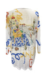 Inoah "Nonna's Kitchen" Burnout 3/4 Sleeve V Neckline