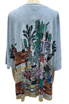 Inoah One Size Book Lover Short Sleeve V-Neck Top in Sky Blue