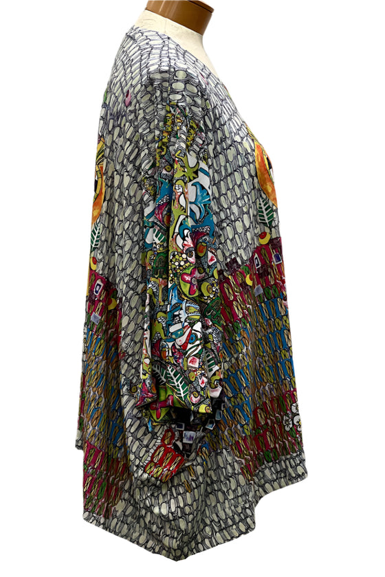 Inoah One Size Citrussie Mix Dropped 3/4 Sleeve Top Style T1369K-AC101