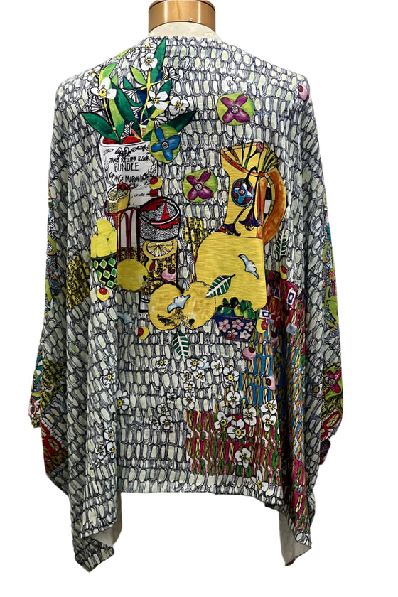 Inoah One Size Citrussie Mix Dropped 3/4 Sleeve Top Style T1369K-AC101