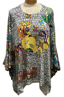  Inoah One Size Citrussie Mix Dropped 3/4 Sleeve Top Style T1369K-AC101