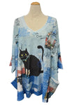 Inoah "Oui Oui Cheri" One Size V-Neck Dolman Sleeve Top T1196FR-AE64