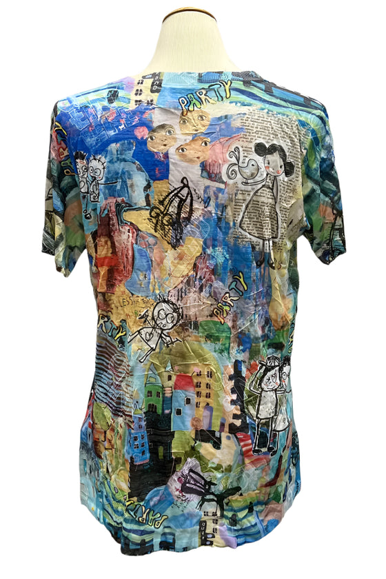 Inoah Party More Short Sleeve Fitted Crinkle Top CT102BO-AC108