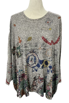  Inoah "Pongo's Day Out" One Size Dolman Crew Neck Top T805CN-AD47
