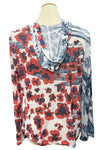Inoah "Poppy Chic" Burnout Hooded Zip Front Jacket T1555BO-AE155
