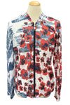 Inoah "Poppy Chic" Burnout Hooded Zip Front Jacket T1555BO-AE155