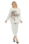 Inoah Quilted Tulip Hem Crop Pant in Ivory B137NB-IVORY