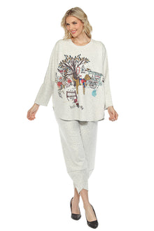  Inoah Quilted Tulip Hem Crop Pant in Ivory B137NB-IVORY