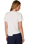 Inoah Short Sleeve Ruffle Top in White T1739WK-WHITE