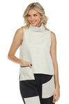 Inoah Sleeveless Quilted One Pocket Top in Ivory T1565NB-IVORY