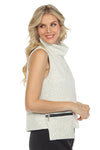 Inoah Sleeveless Quilted One Pocket Top in Ivory T1565NB-IVORY