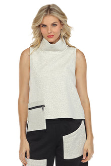  Inoah Sleeveless Quilted One Pocket Top in Ivory T1565NB-IVORY