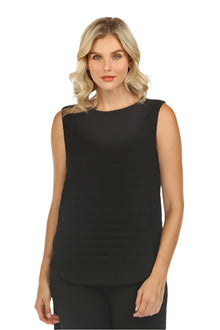  Inoah Sleeveless Waffle Crew Neck Tank in Black NT1208WKB-BLACK