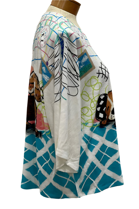 Inoah Slumber Pawty 3/4 Sleeve Kimono Top Style T138K-AC27