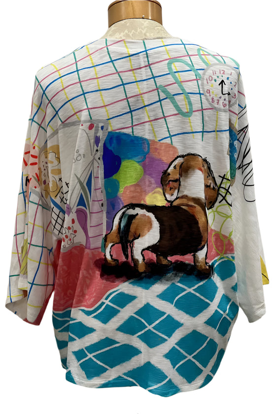 Inoah Slumber Pawty 3/4 Sleeve Kimono Top Style T138K-AC27