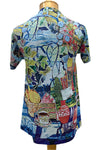 Inoah Spring Pastime Short Sleeve A-Line Top in Sky Blue