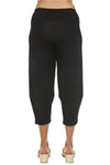 Inoah Tulip Hem Waffle Pants in Black B217WKB-BLACK