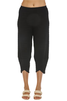  Inoah Tulip Hem Waffle Pants in Black B217WKB-BLACK