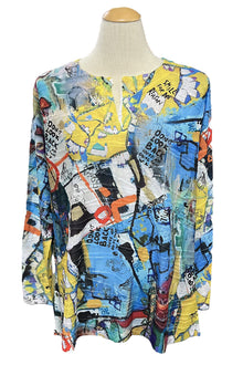  Inoah Vibrant Vibes A-Line Long Sleeve V-Neck Top T1075SM-AD19