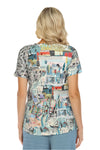Inoah West Lane Short Sleeve Waffle V-Neck Hi-Lo Top NT667WK-AC63