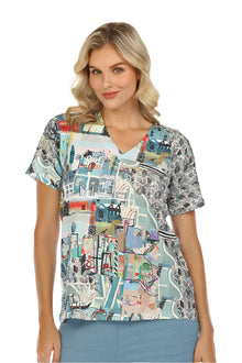  Inoah West Lane Short Sleeve Waffle V-Neck Hi-Lo Top NT667WK-AC63