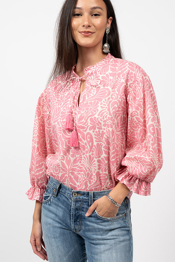 Ivy Jane Balloon Sleeve Top in Pink