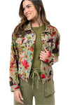 Ivy Jane Bird Print Velveteen Jacket in Sage Style 130197