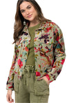 Ivy Jane Bird Print Velveteen Jacket in Sage Style 130197