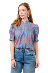 Ivy Jane Block Floral Tuck Blouse in Blue