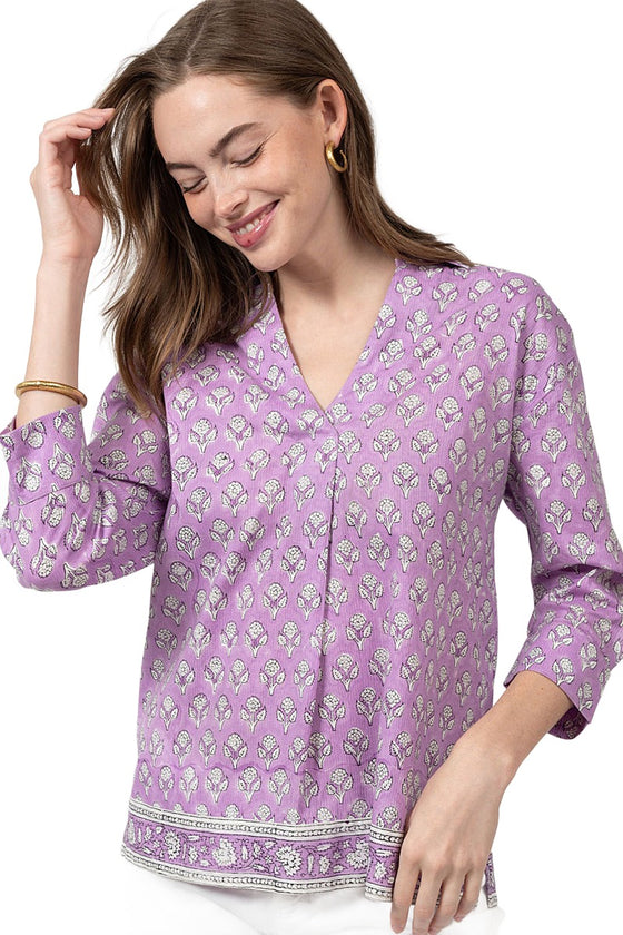 Ivy Jane Block Print Shirt in Lavender - Style 650339
