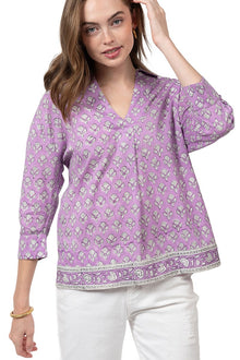  Ivy Jane Block Print Shirt in Lavender - Style 650339