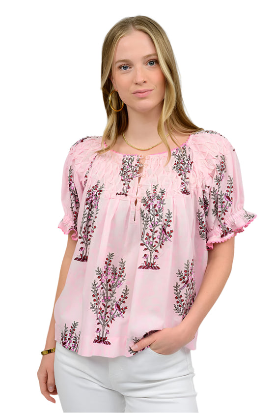 Ivy Jane Blocked and Tucked Top in Pink Style 641435