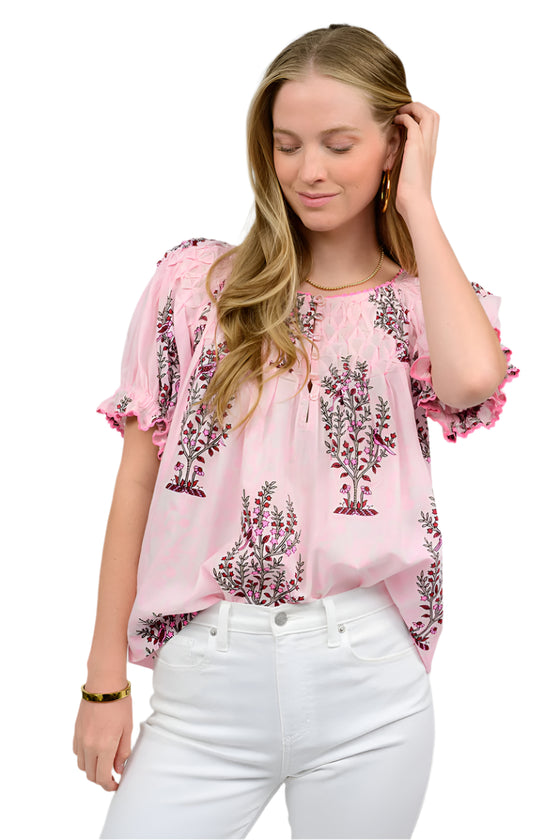 Ivy Jane Blocked and Tucked Top in Pink Style 641435