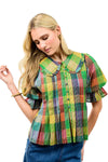 Ivy Jane Blocks of Plaid Top in Multicolor Style 621594