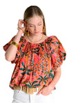 Ivy Jane Bubble Tropical Top in Coral Style 650423